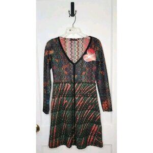 Custo Barcelona Womens Chevron Lace Long Sleeve Dress Size 36 / XS NWT